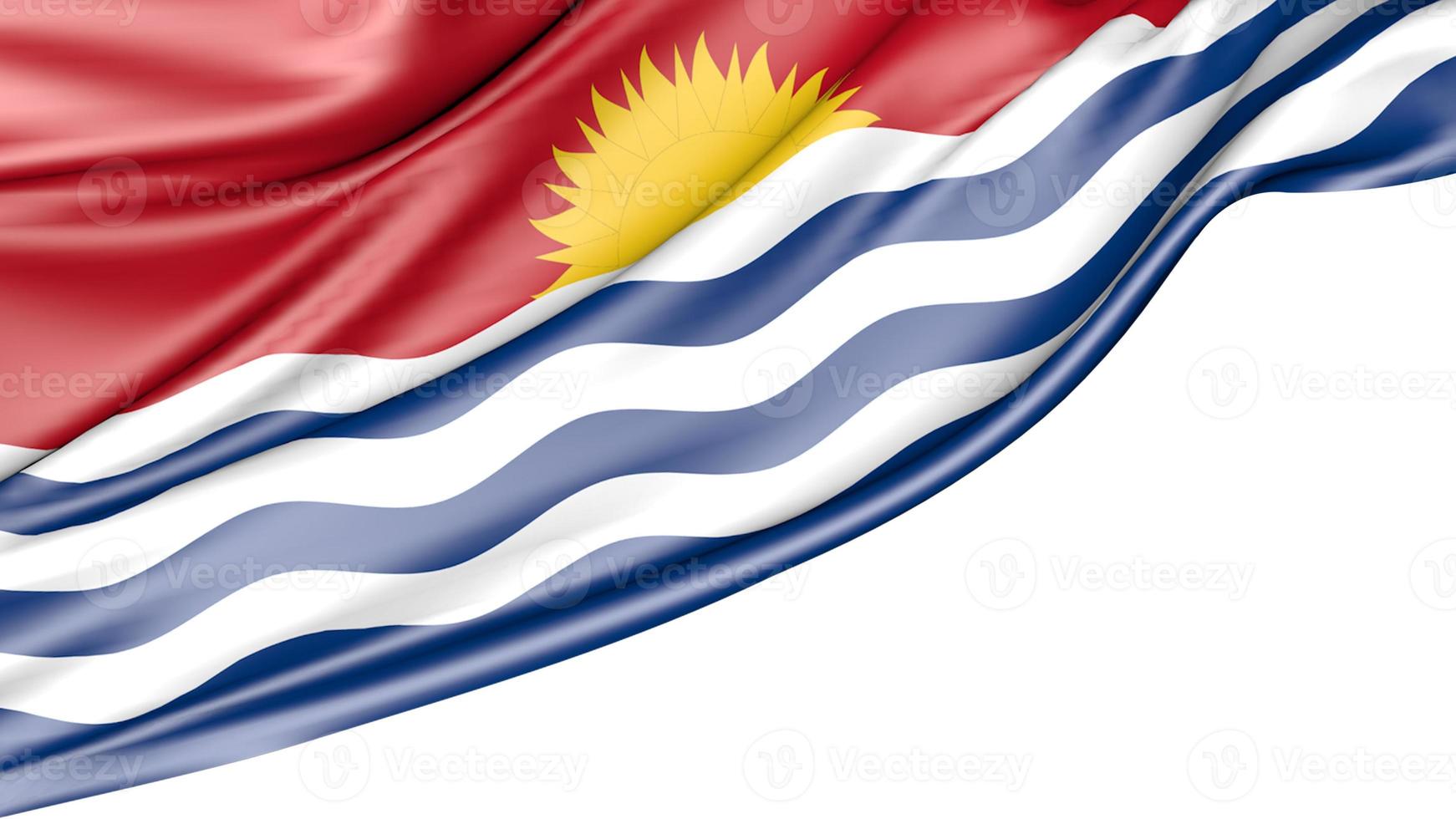 kiribati flagga isolerad på vit bakgrund, 3d illustration foto