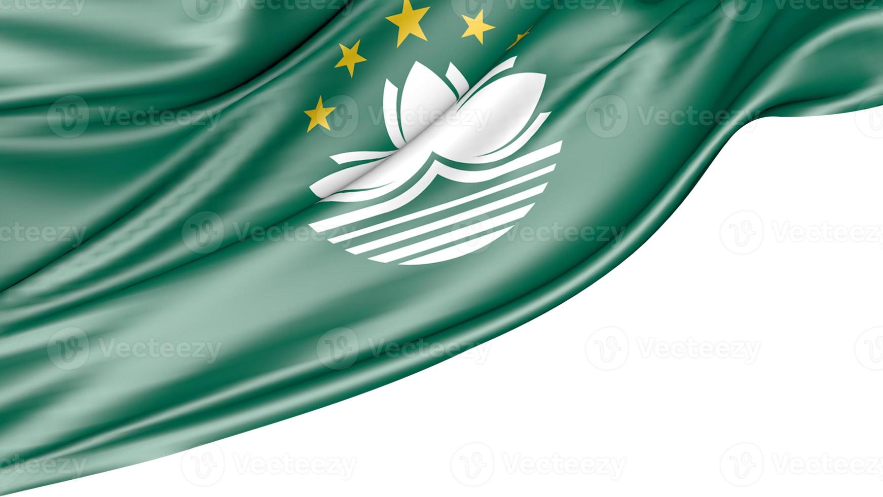 Macau flagga isolerad på vit bakgrund, 3d illustration foto