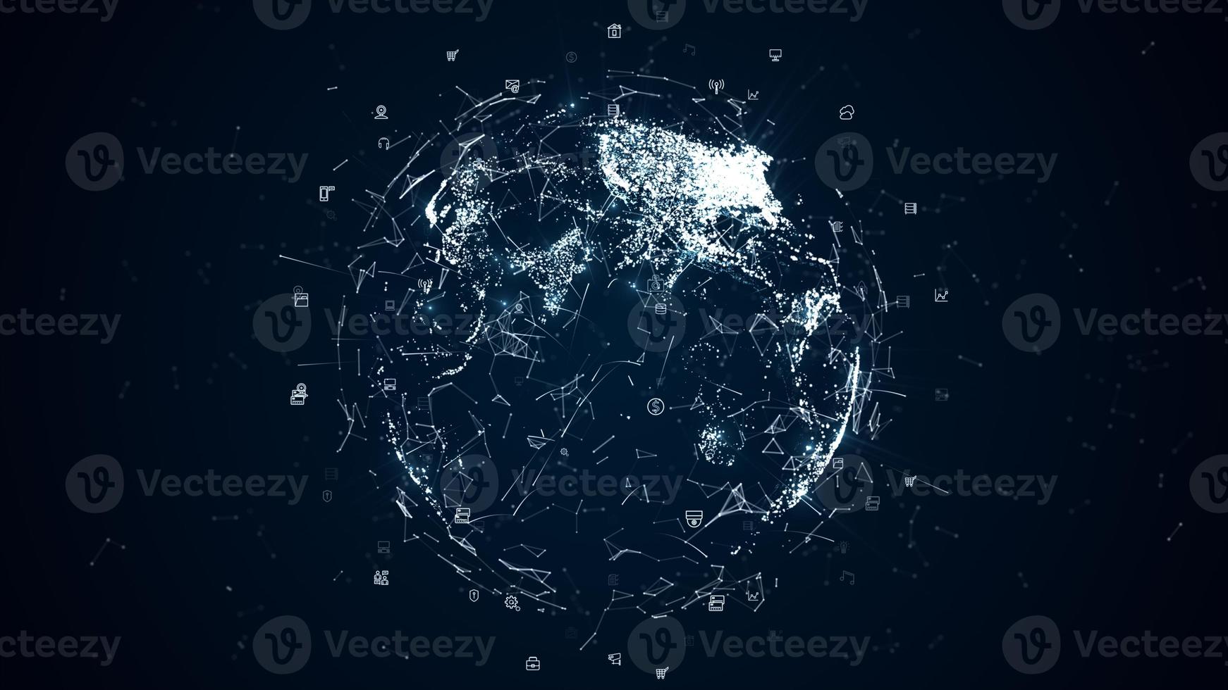 digitala datanätverksanslutningar med ikon och global kommunikation. 5g höghastighetsanslutningsdataanalys, teknikbakgrundskoncept. foto