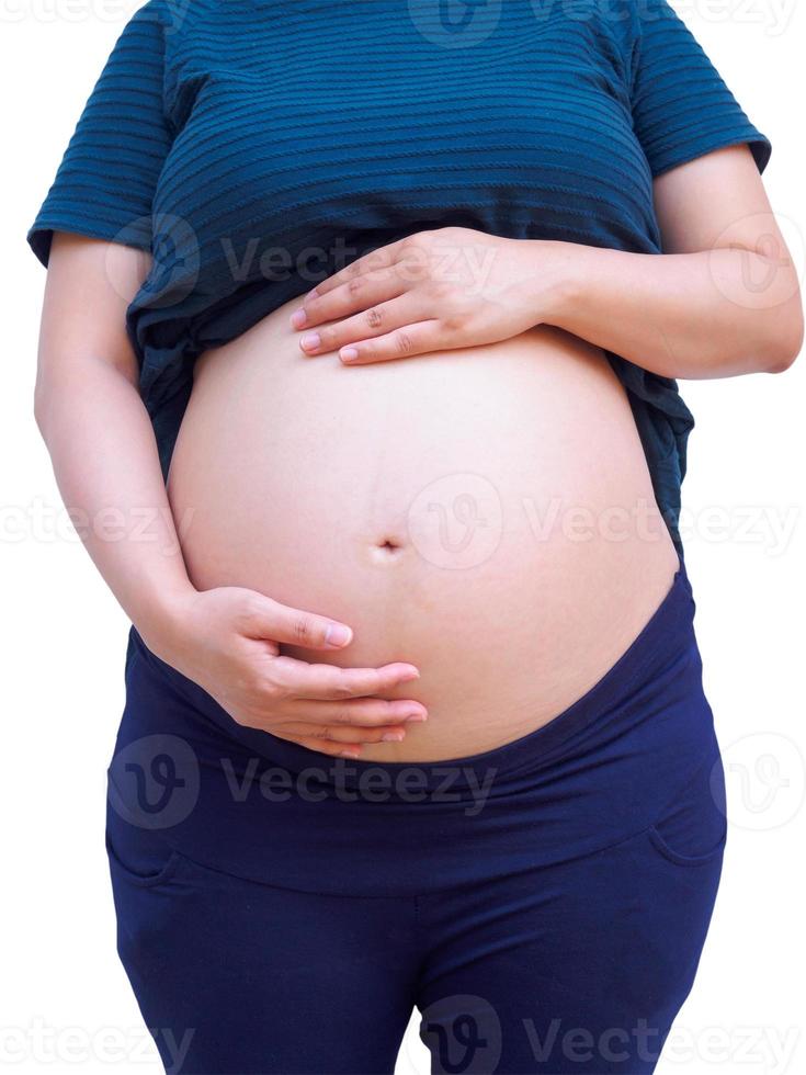 asiatisk gravid kvinna isolerad på vit bakgrund foto