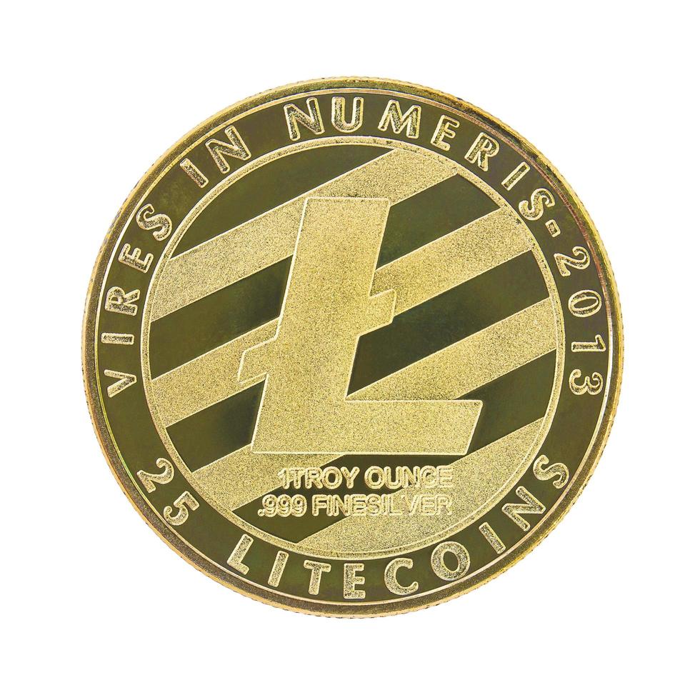 guld litecoin isolerad på vit bakgrund. foto