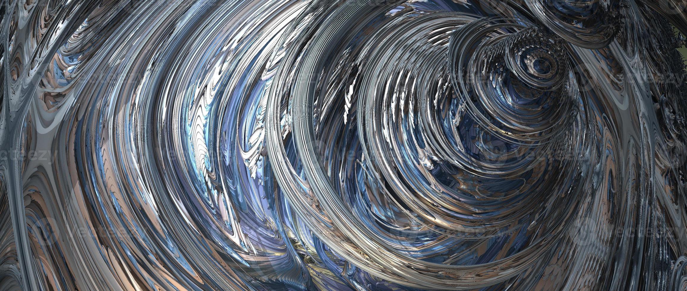 spiral abstrakt datorgenererad fraktal design. 3D-illustration av en vacker oändlig matematisk mandelbrot uppsättning fraktal. foto