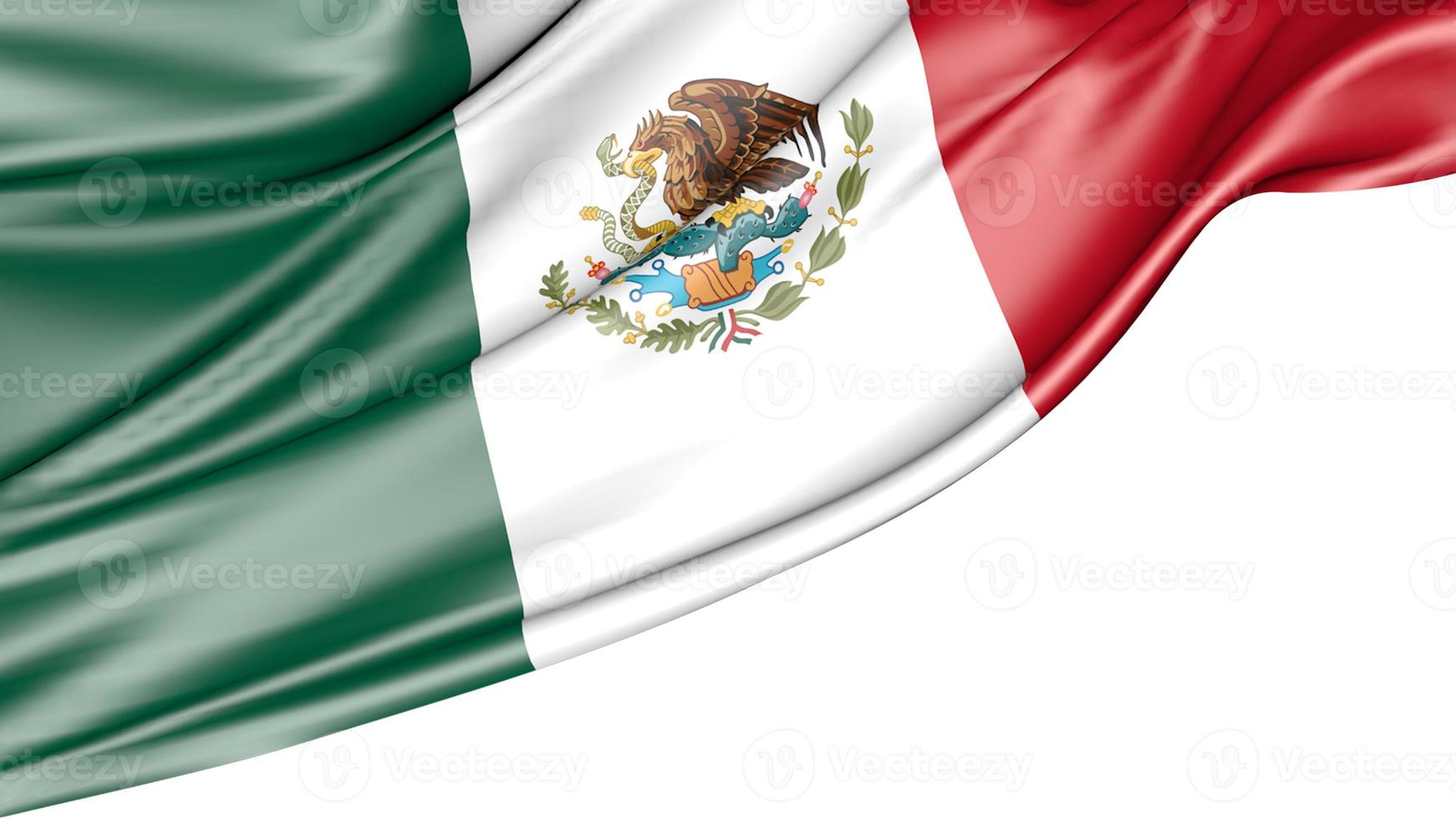 Mexikos flagga isolerad på vit bakgrund, 3d-illustration foto