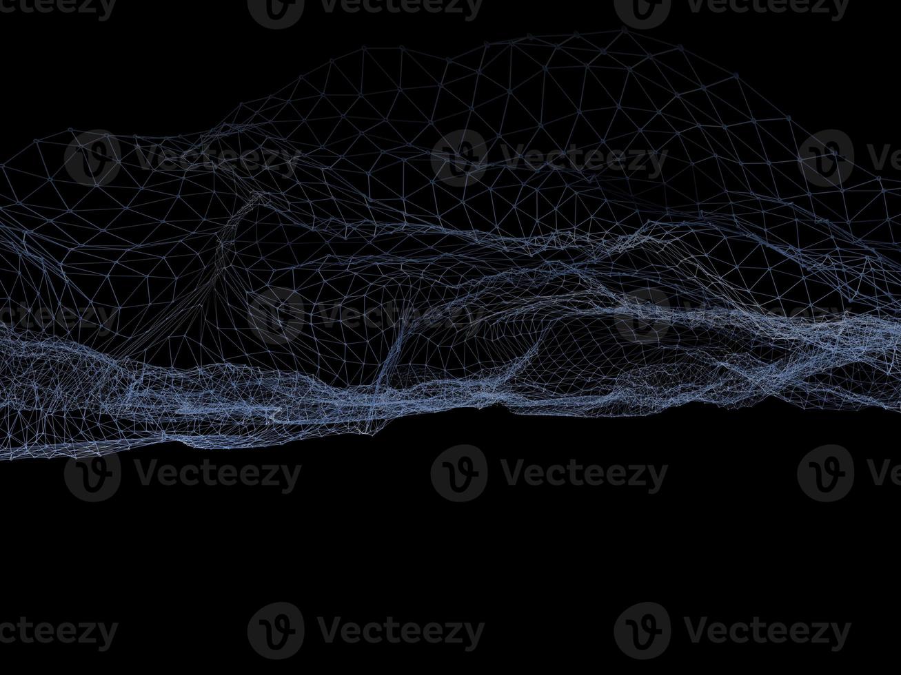 blockchain nätverkskoncept 3d-teknik, bakgrund gjord av cirkellinjer och partiklar. 3d-rendering. foto