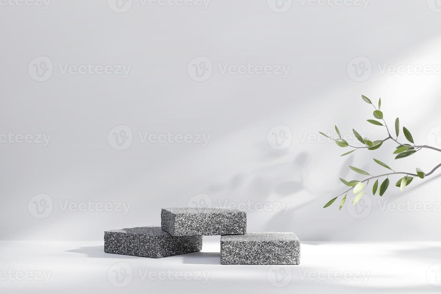 abstrakt minimal modern plattform podium med växtproduktpresentation och visa upp 3d-bakgrundsrendering foto