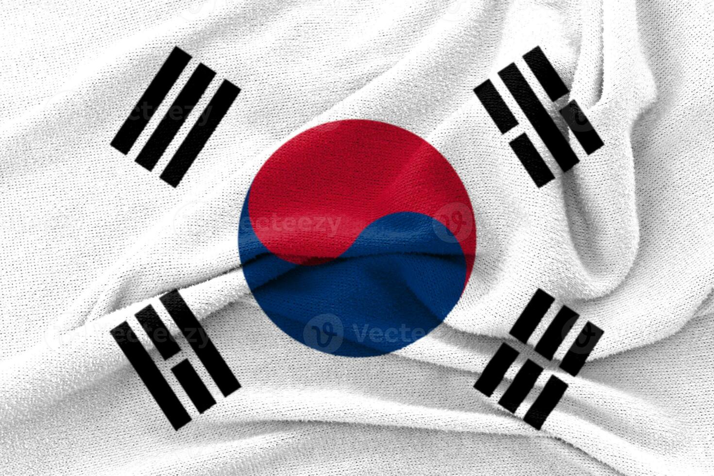 tyg vågig textur sydkoreas nationella flagga. foto