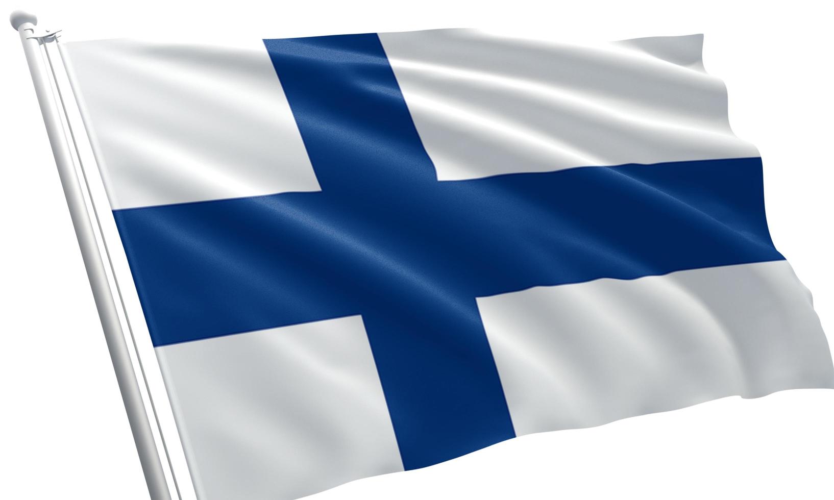 närbild viftande finlands flagga foto