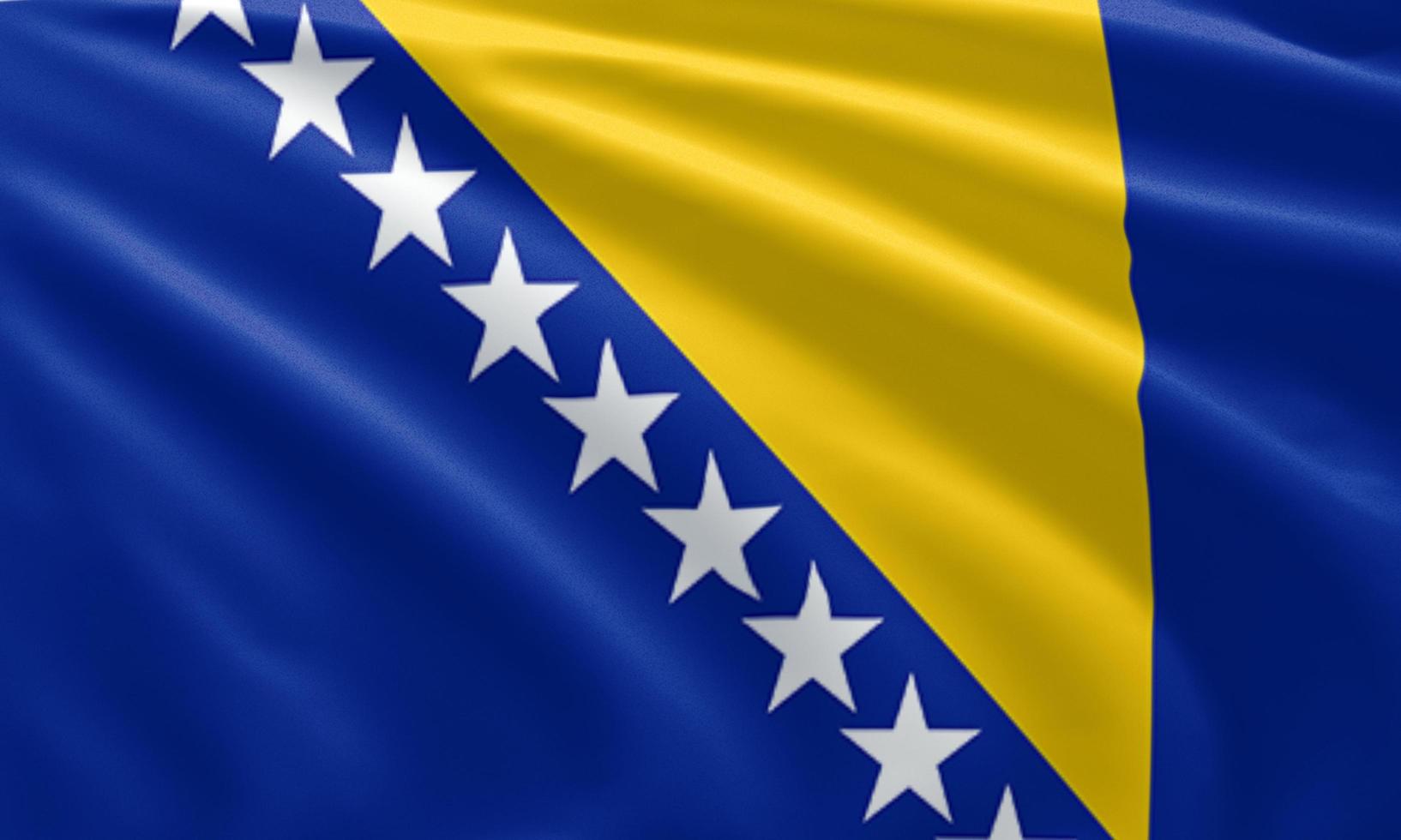 närbild viftande flagga Bosnien och Hercegovina foto