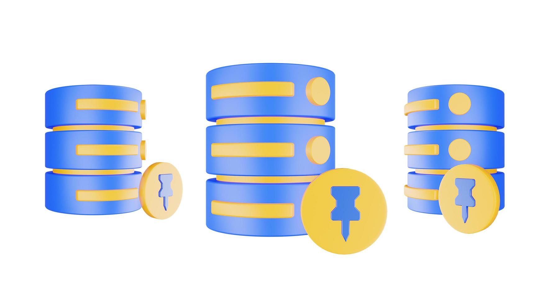 3D gör databasserverikonen med stiftikonen isolerad foto