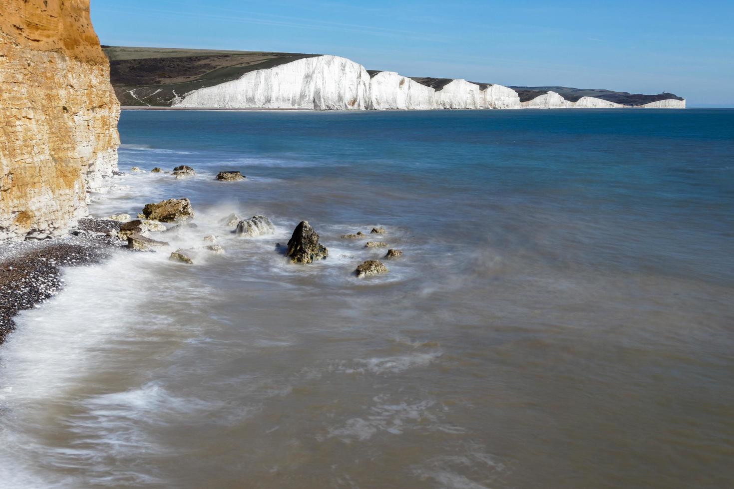 utsikt över Sussex kustlinje från hoppklyfta foto