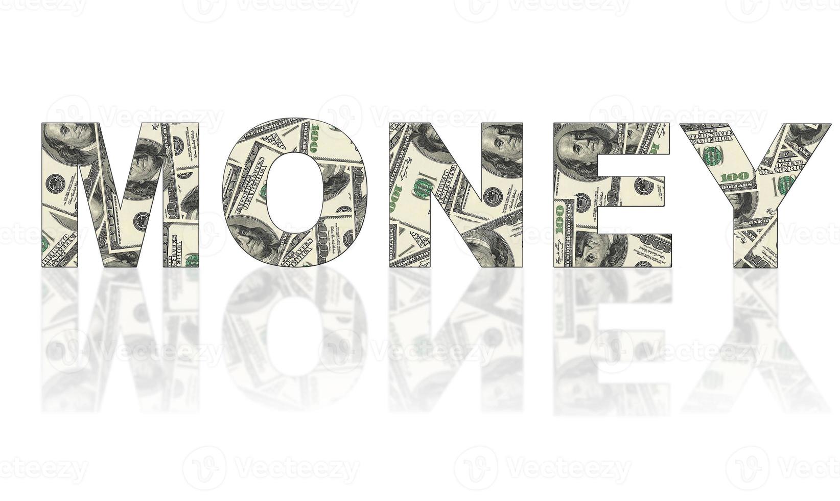 ordet pengar gjorda av dollar foto