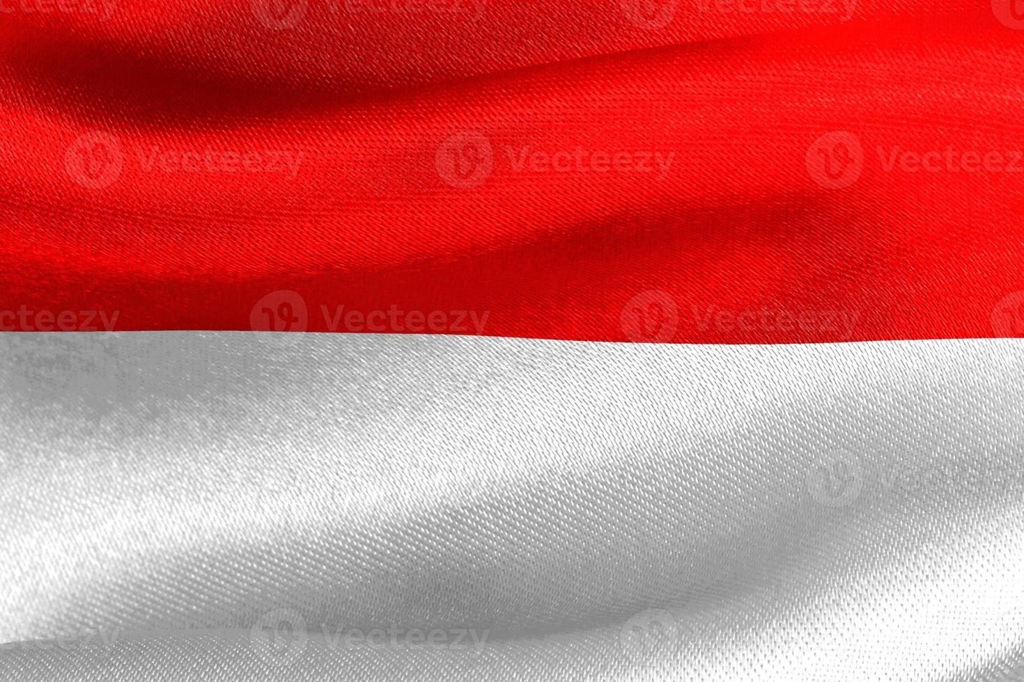 3D-illustration av en Indonesiens flagga - realistiska viftande tygflagga foto