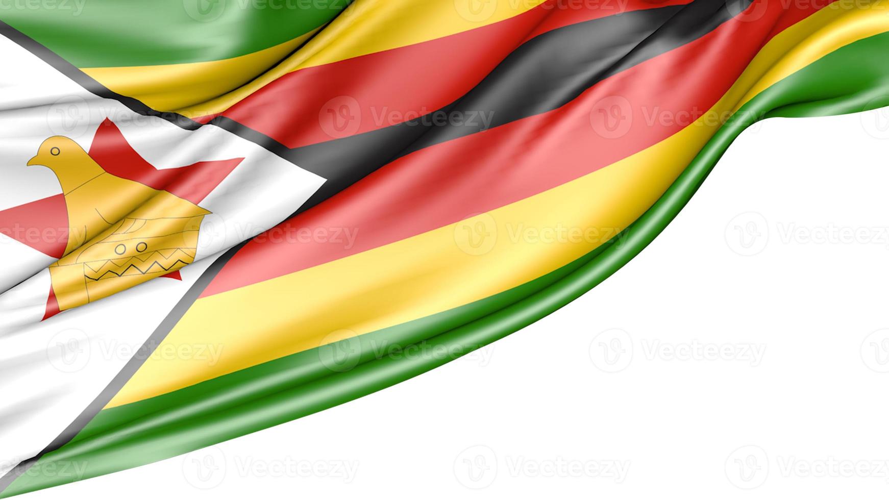 zimbabwe flagga isolerad på vit bakgrund, 3d illustration foto