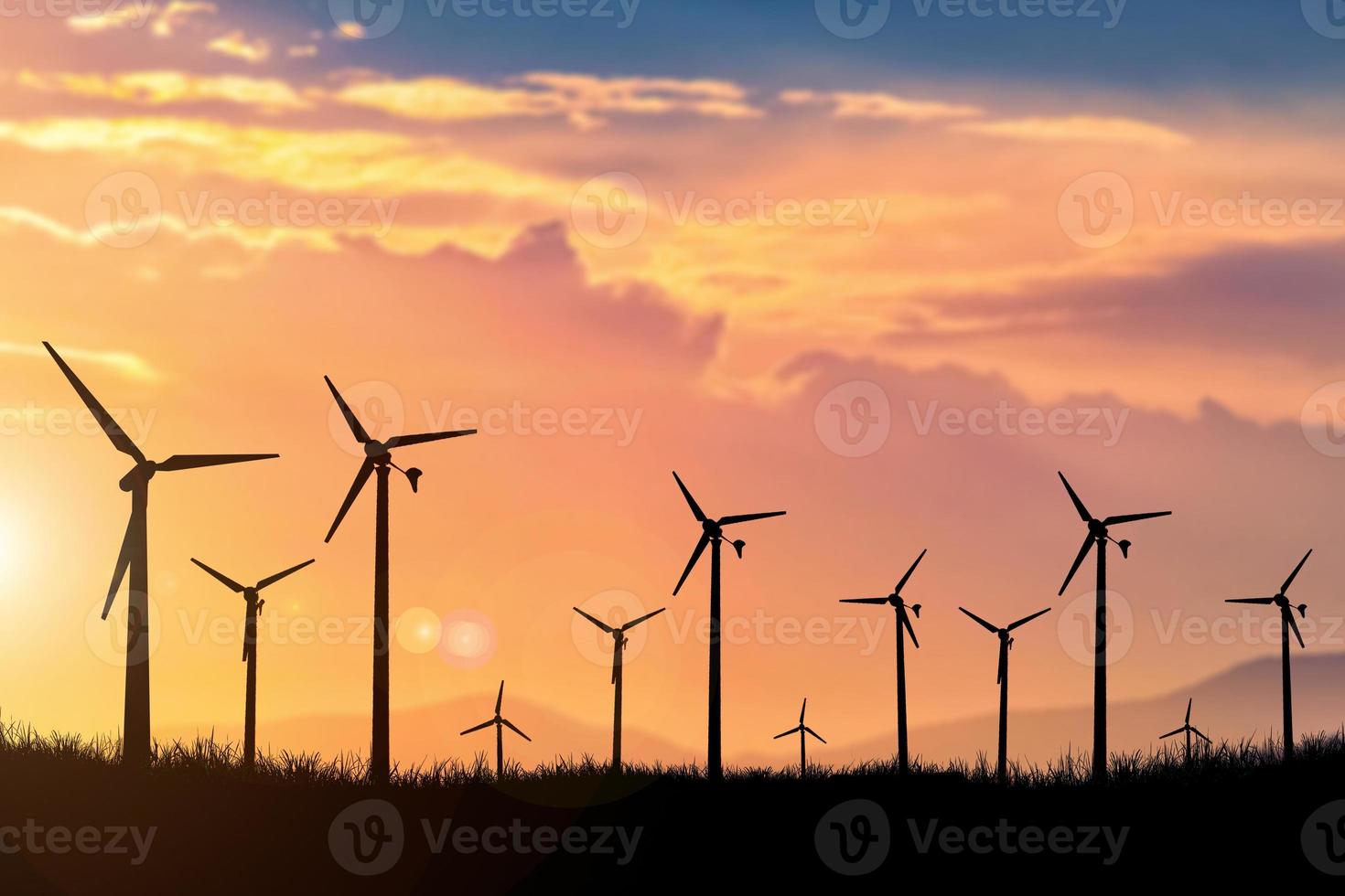 vindkraftverk som används för att generera el foto