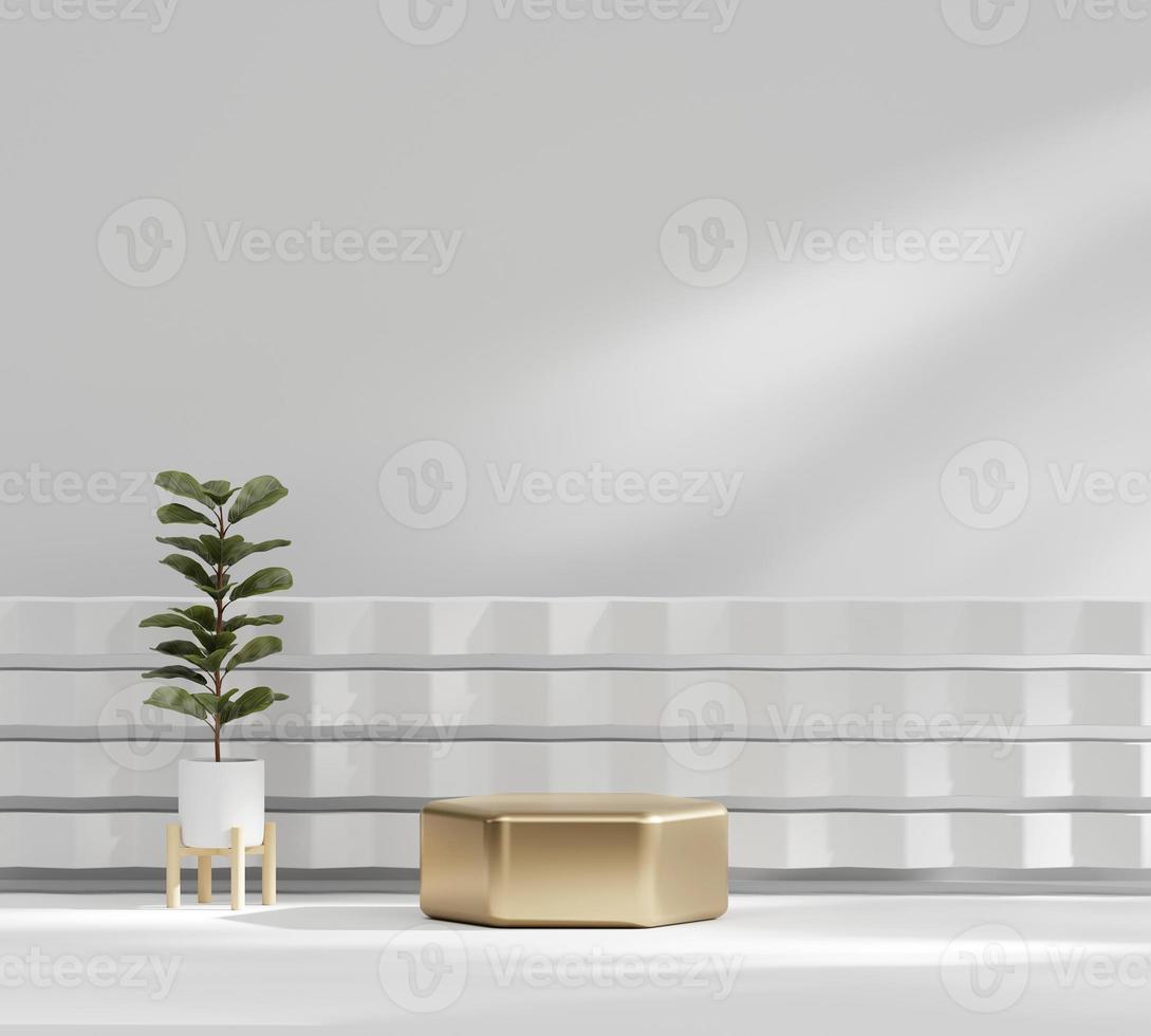 3D-rendering plattform podium med växt produkt presentation bakgrund foto