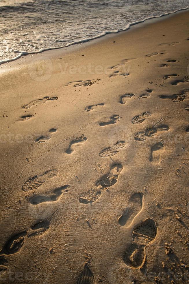 ett okänt fotspår på stranden i Brighton Beach i Melbourne, Australien. foto