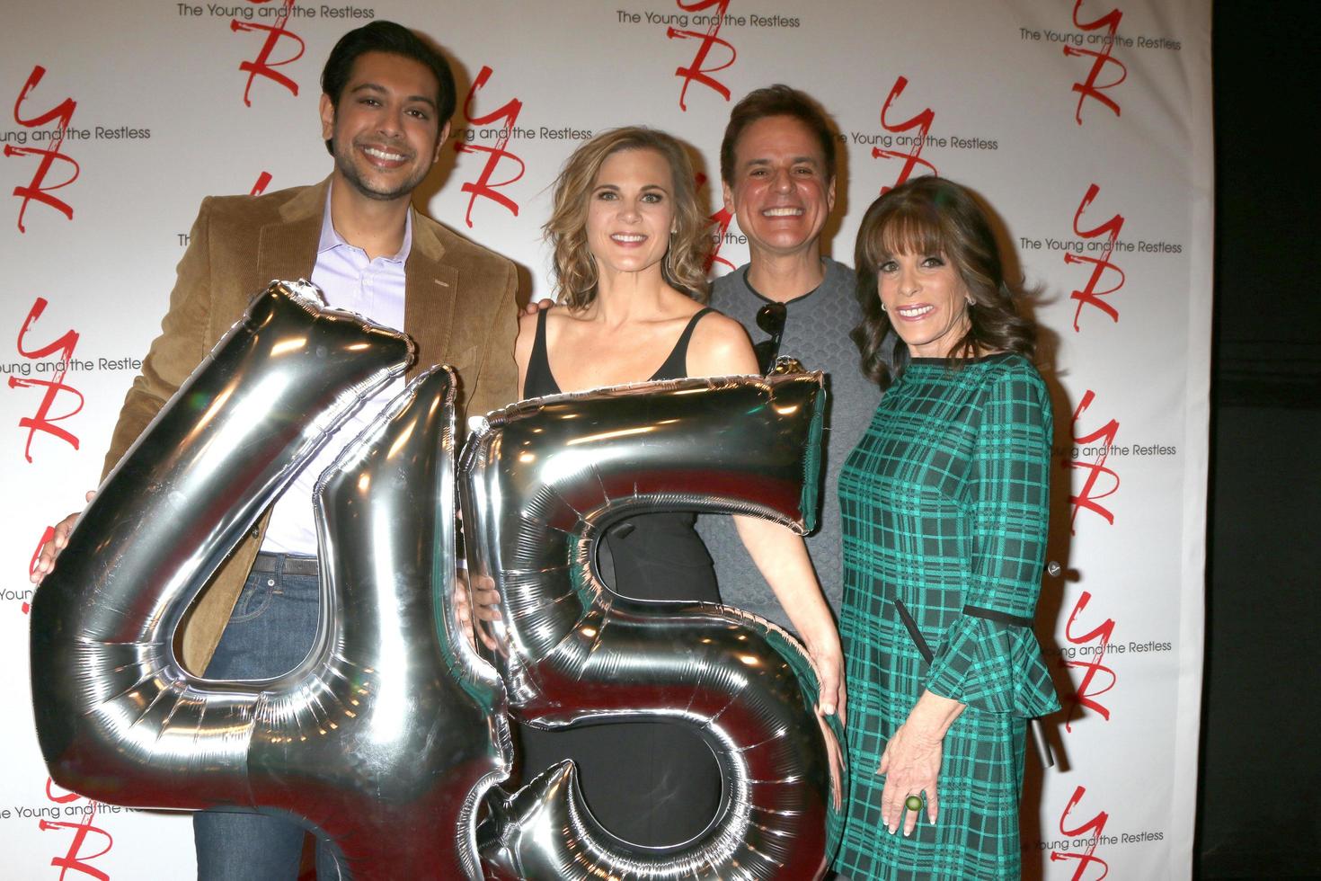 los angeles 26 mars, abhi sinha, gina tognoni, christian leblanc, kate linder på the young and the restless firar 45-årsjubileum på cbs television city den 26 mars 2018 i los angeles, ca. foto