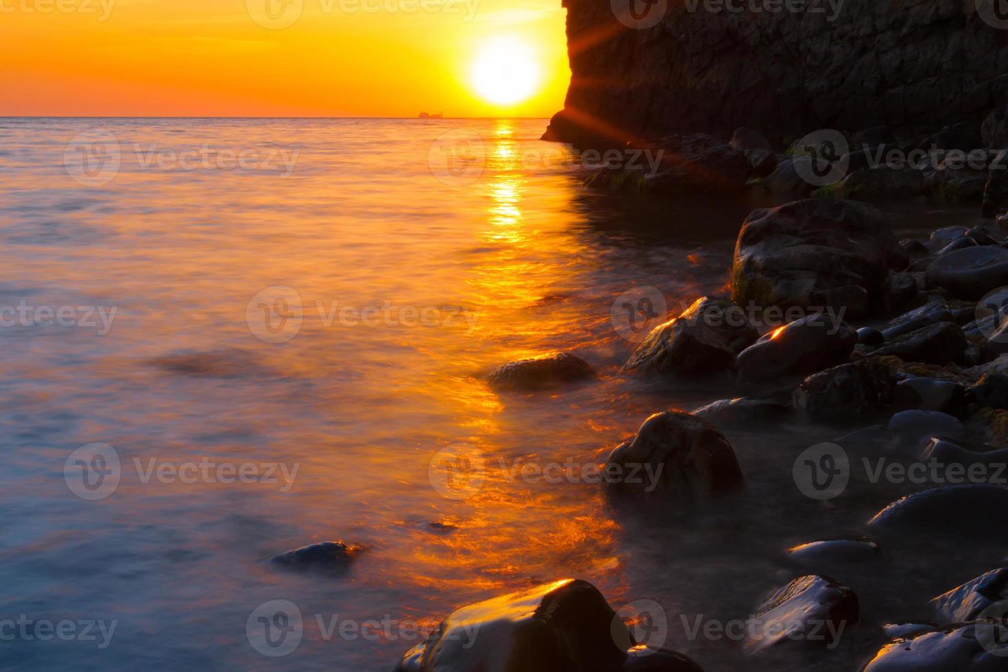 solnedgång havet foto
