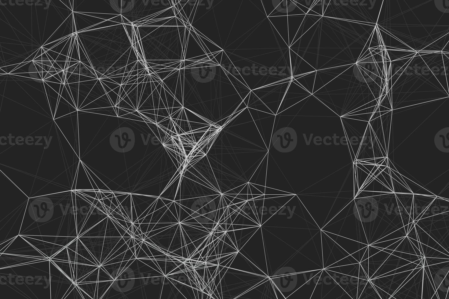 vit geometrisk förvirring mesh 3d render illustration på svart bakgrund i teknik och futuristisk stil design foto