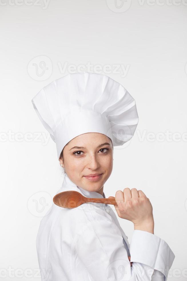 ung kvinnlig kock foto