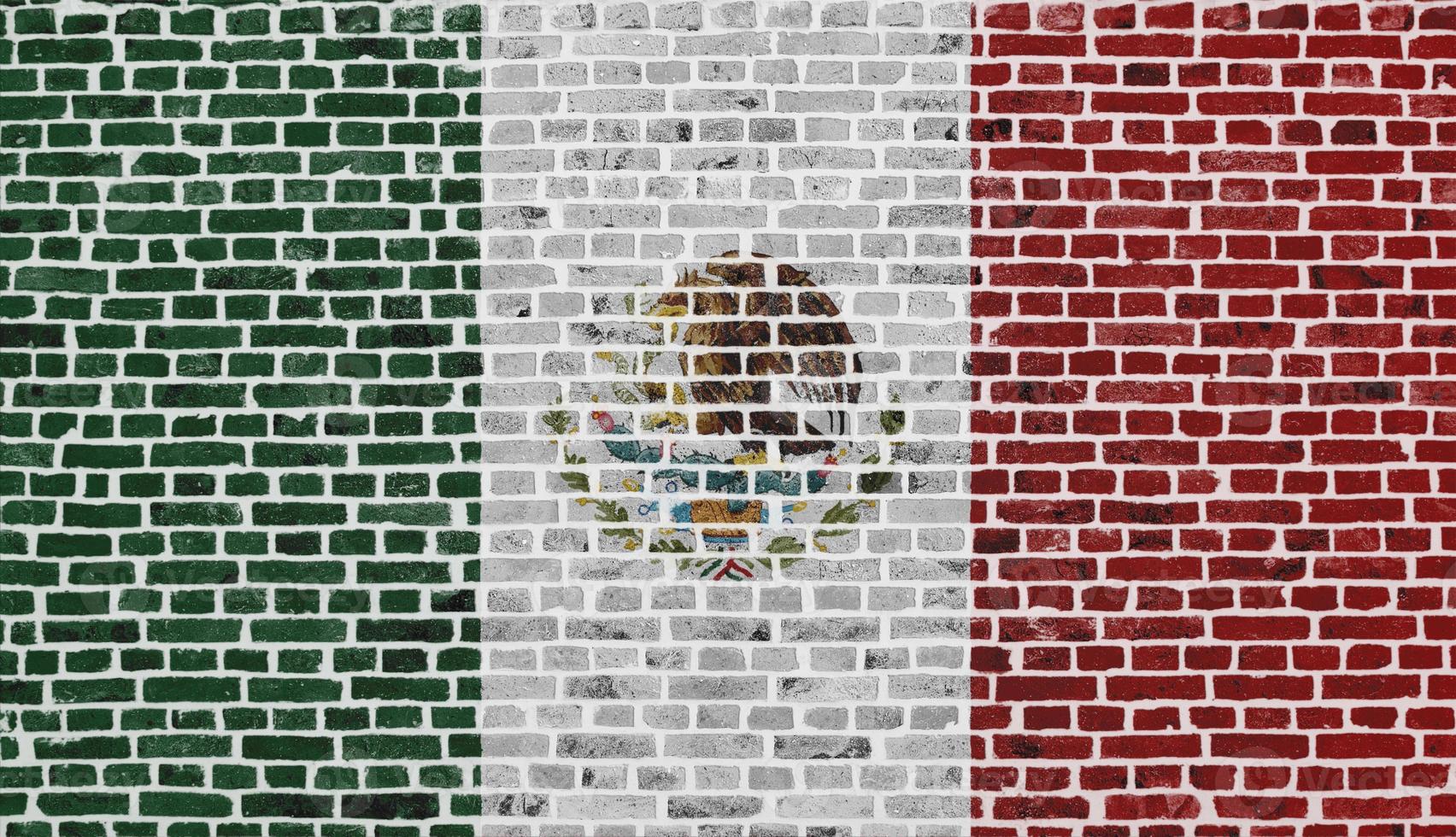 Mexikos flagga målad på en tegelvägg foto