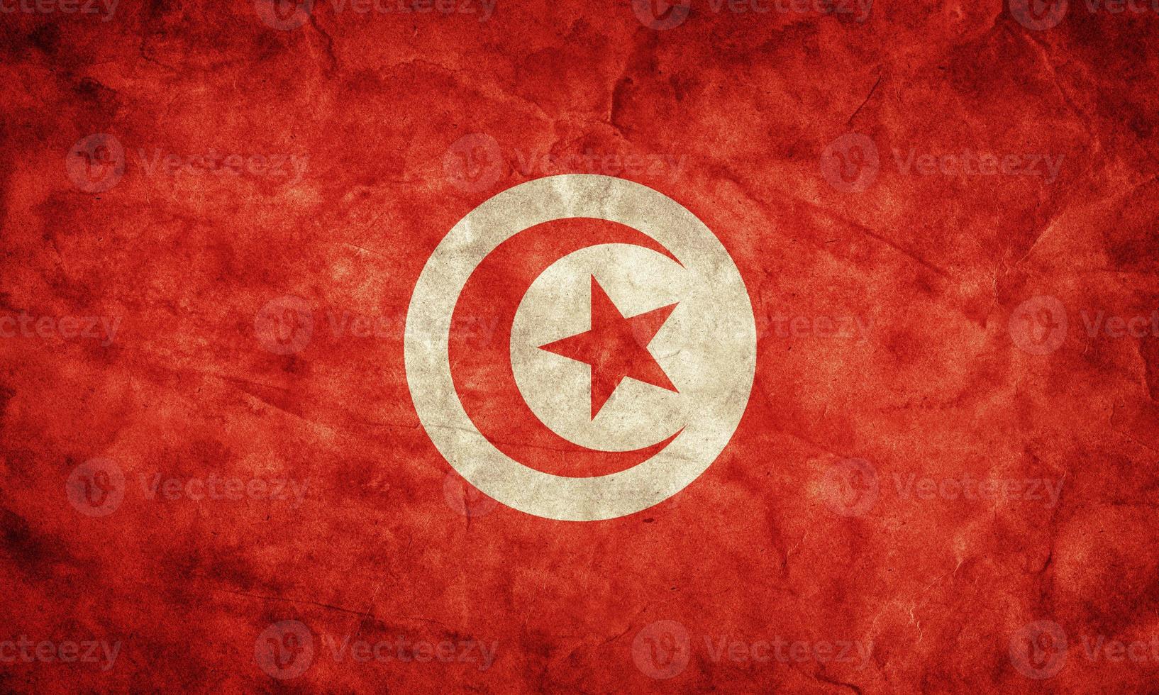 tunisien grunge flagga. föremål från min vintage retroflaggorsamling foto