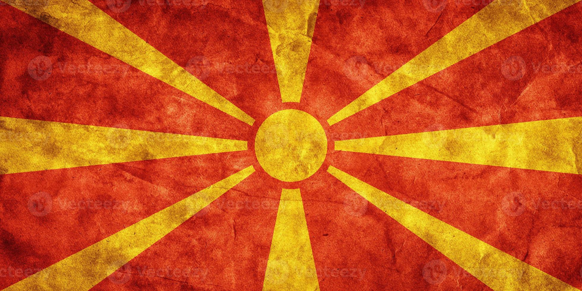 makedoniens grunge flagga. föremål från min vintage retroflaggorsamling foto