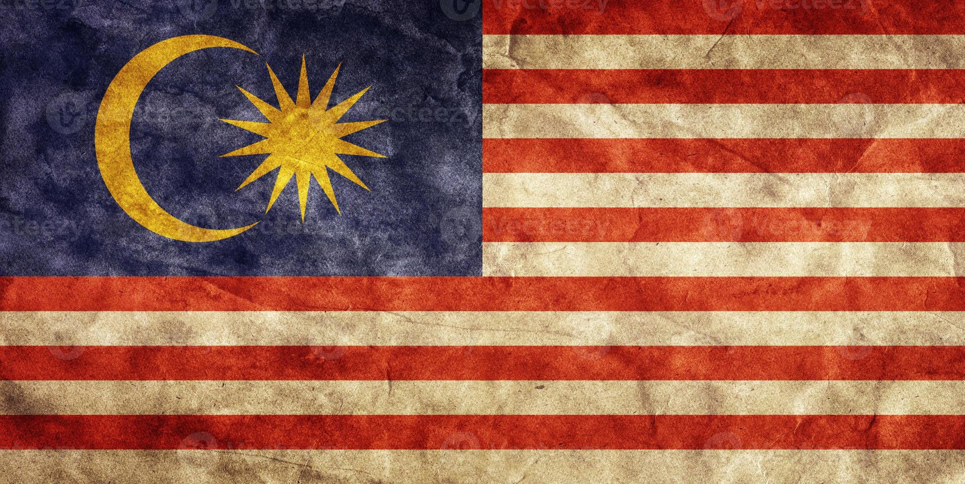 malaysia grunge flagga. föremål från min vintage retroflaggorsamling foto