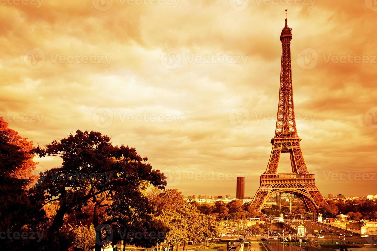 Eiffeltornet i Paris, Frankrike. vintage, retro foto