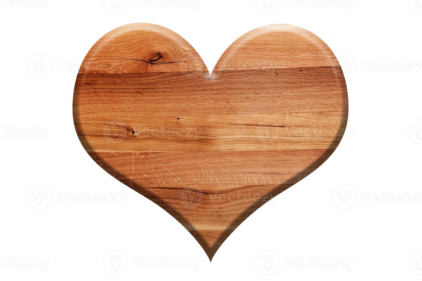 trä hjärta form isolerad på vitt. kärlekssymbol foto