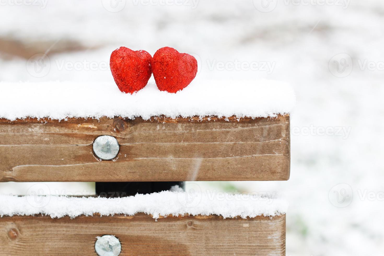 snöhjärtan röd vinter två foto