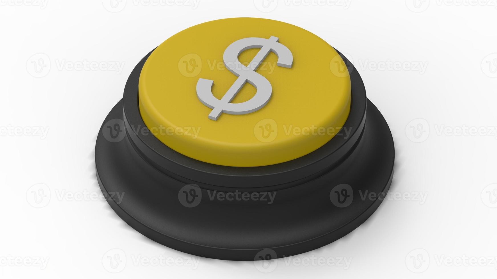 gul dollar pengar knappen isolerade 3d illustration gör foto