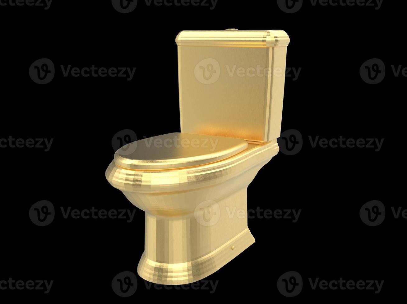 gyllene wc toalett vattentoalett 3d illustration foto