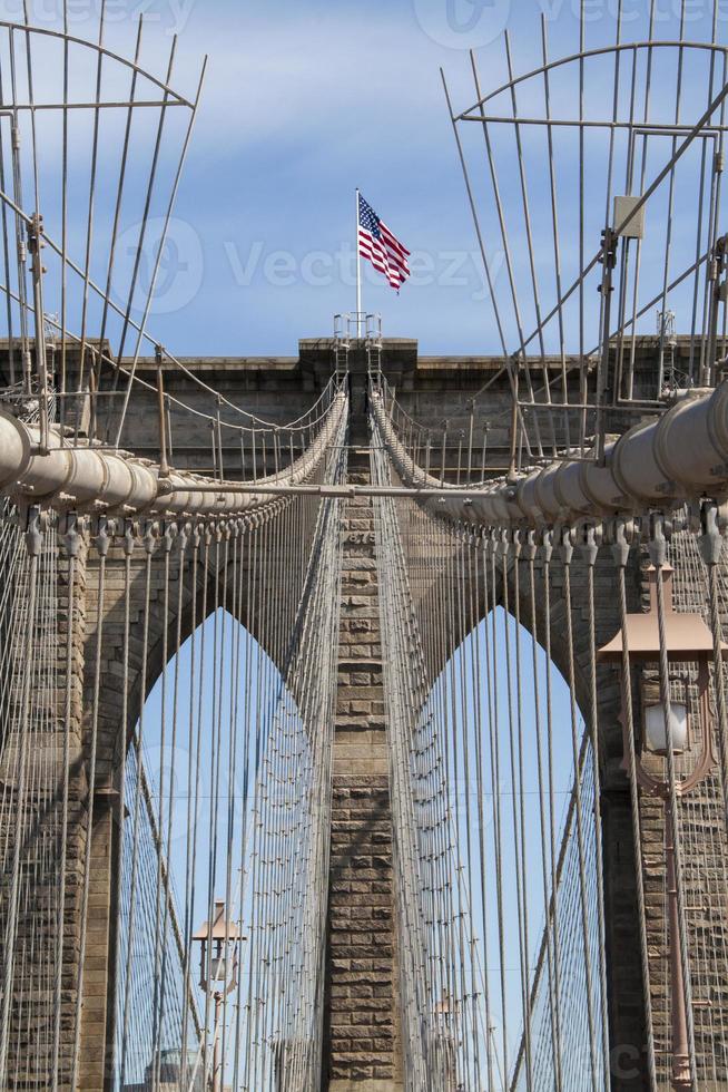 detalj av den historiska brooklyn bron i New York foto