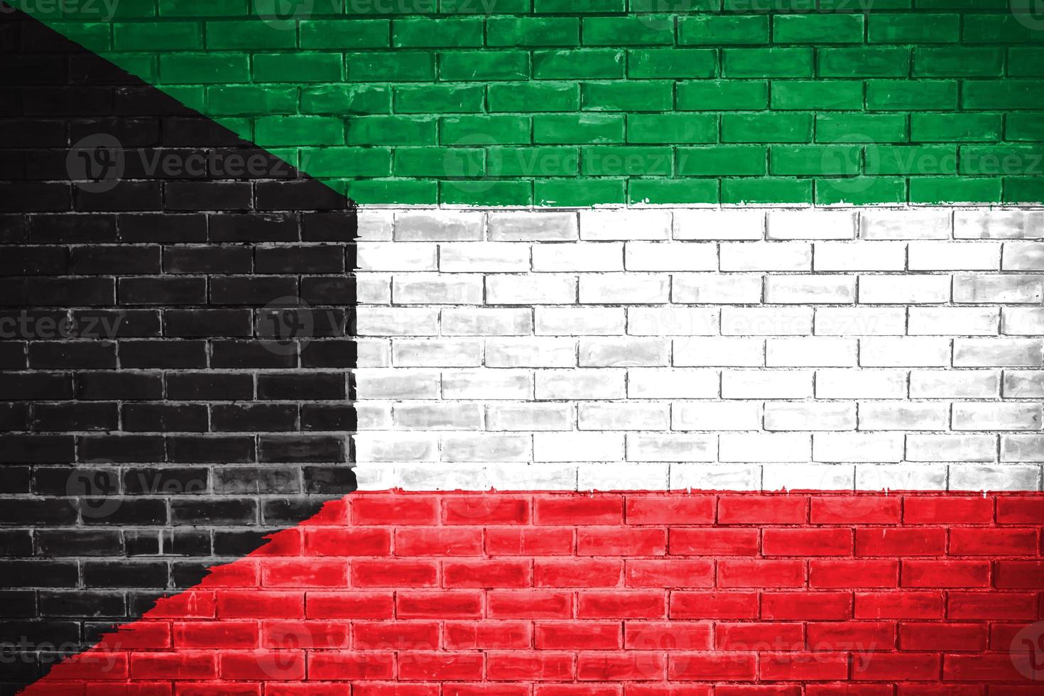 kuwait flagga vägg textur bakgrund foto