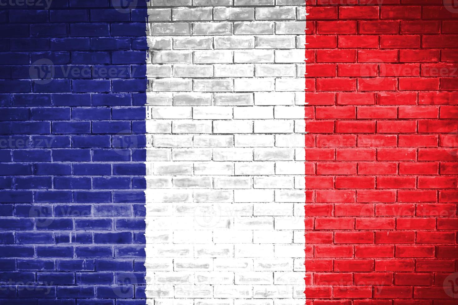 Frankrike flagga vägg textur bakgrund foto