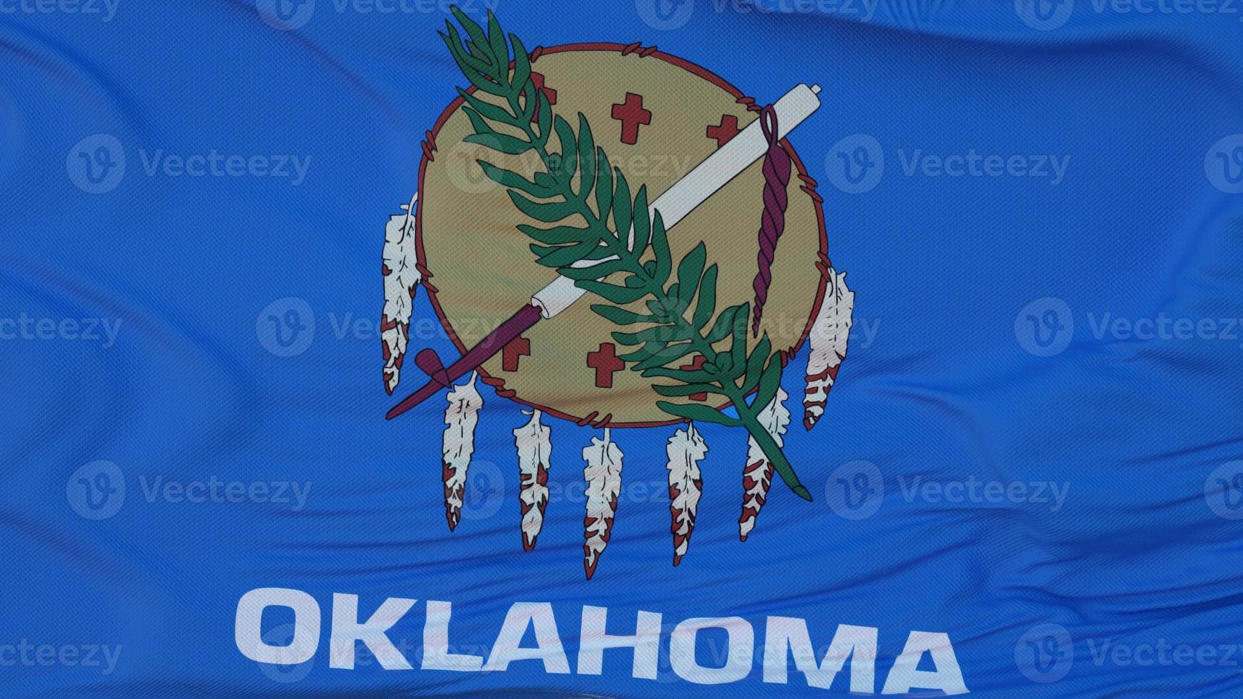 flagga för staten Oklahoma, region i USA, vinkar i vinden. 3d-rendering foto