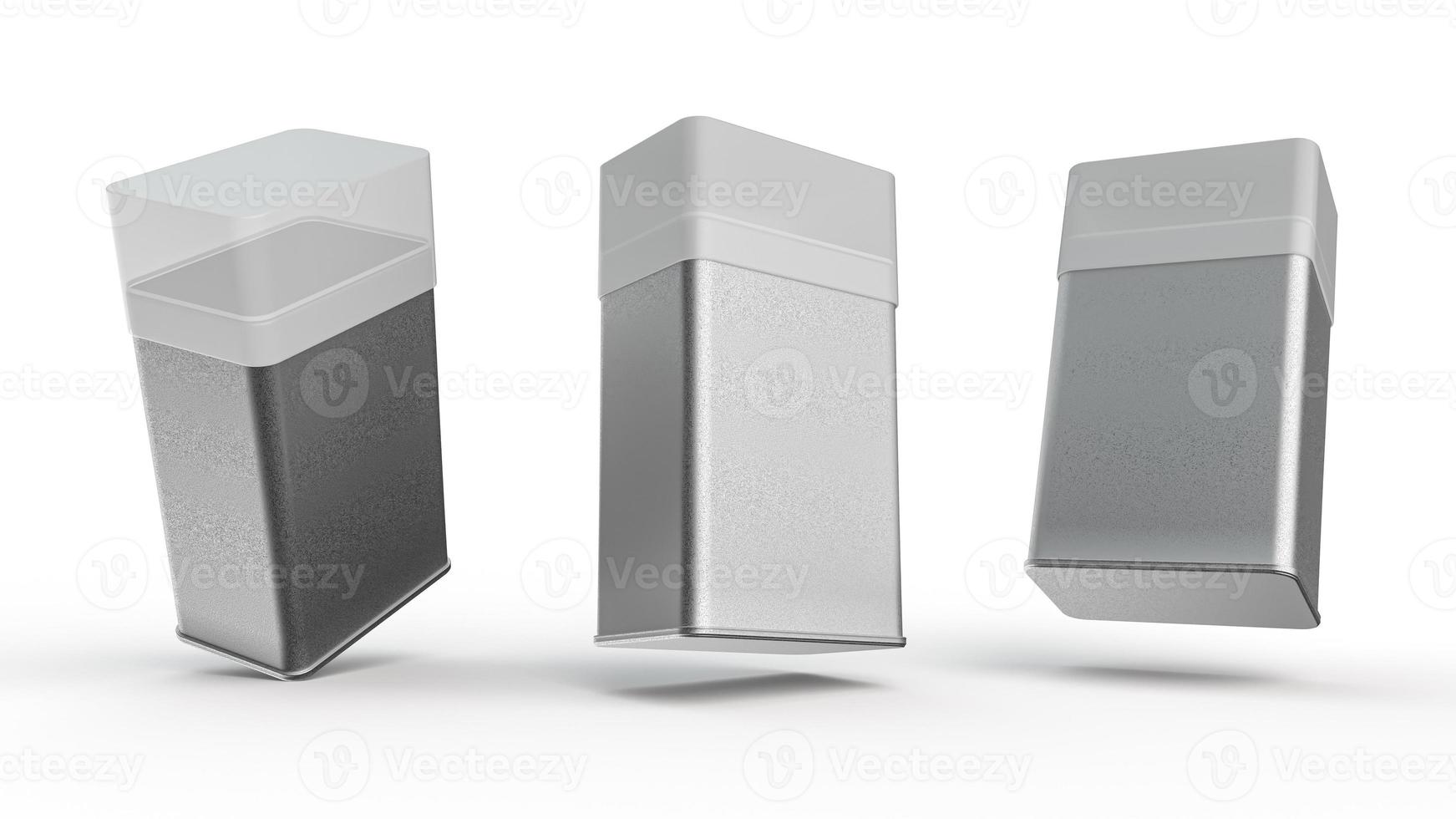 realistisk grov metall burk rektangel form behållare 3d illustration foto