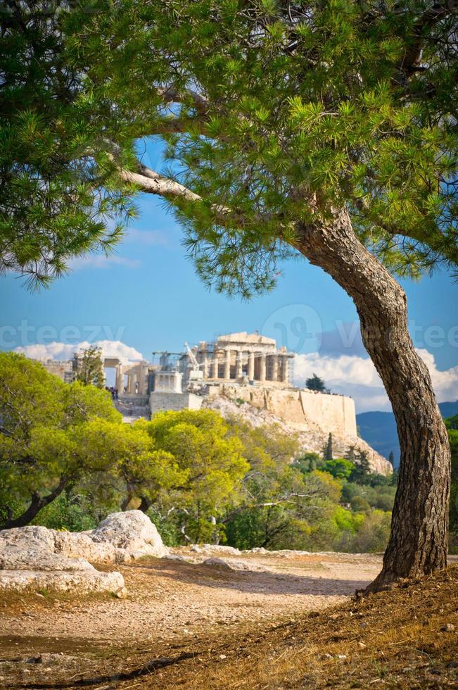 vacker utsikt över antika akropolis, atens, Grekland foto