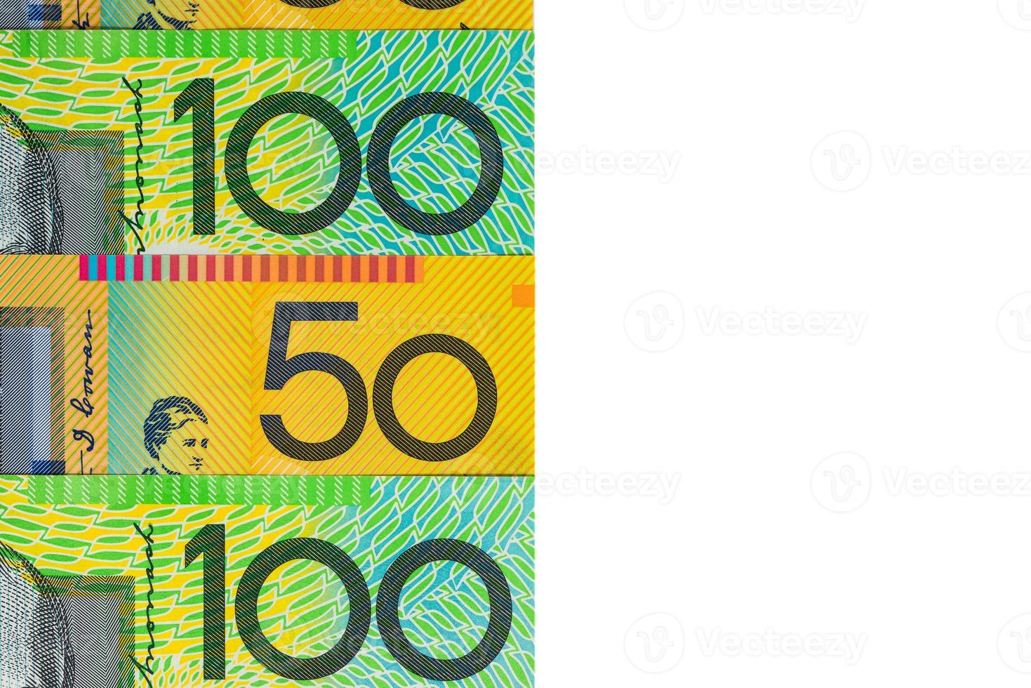 australisk valuta - hundra och femtio dollar sedlar foto