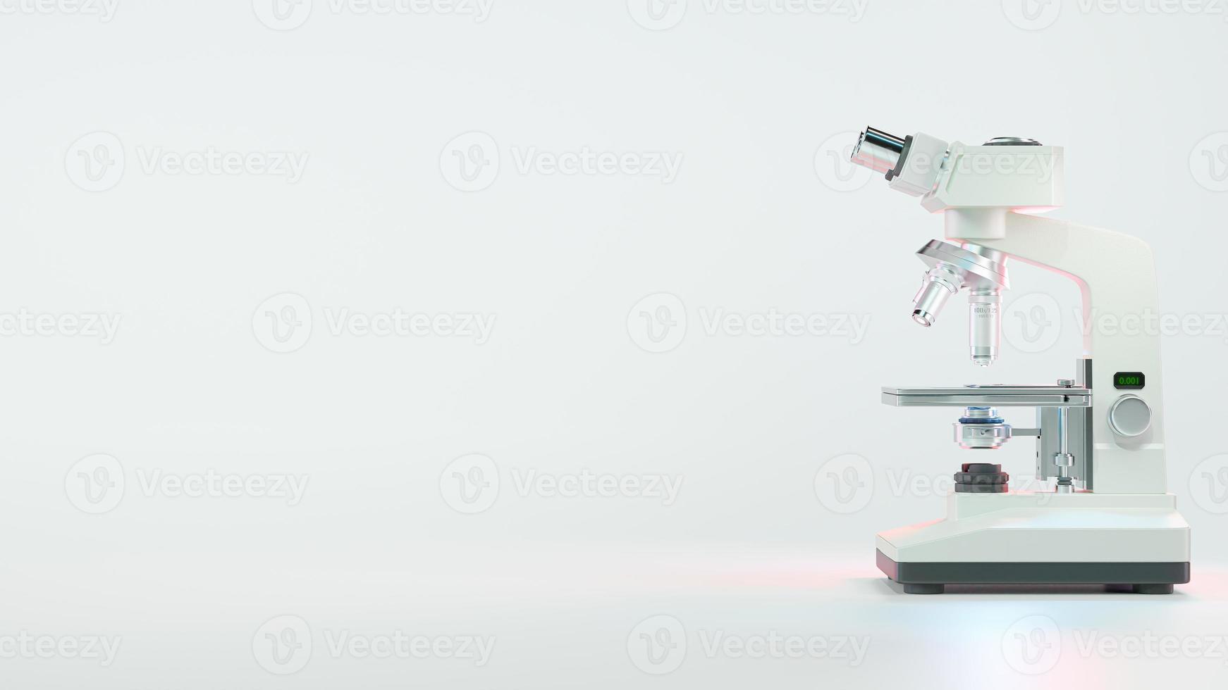 mikroskop kemi. farmaceutiskt instrument. mikrobiologi förstoringsverktyg och symbol för kemisk vetenskap utforskning. foto