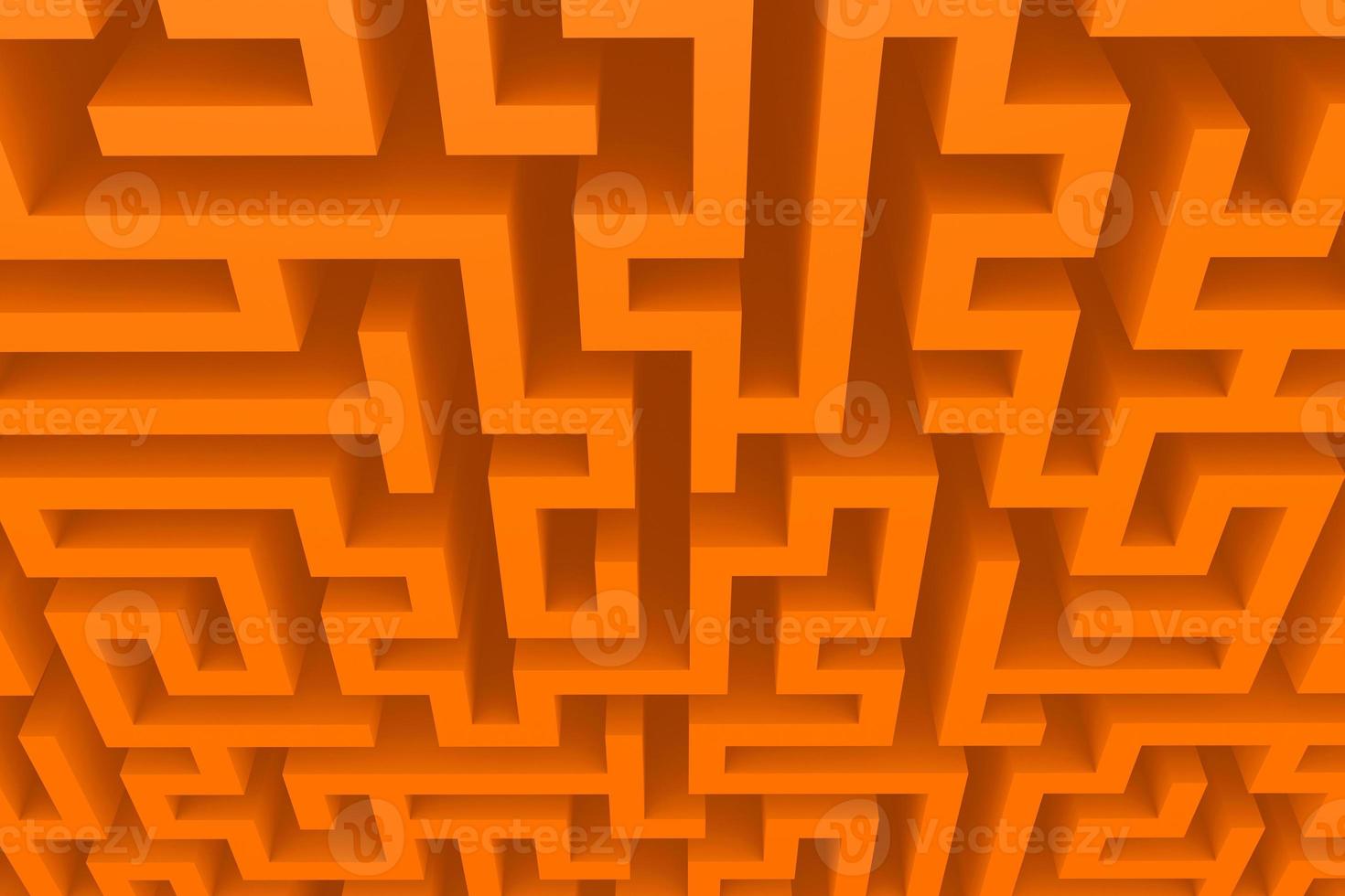 orange labyrintmönster bakgrund med isometrisk labyrint för mobil låsskärm, affisch eller tapet. abstrakt 3d illustration foto