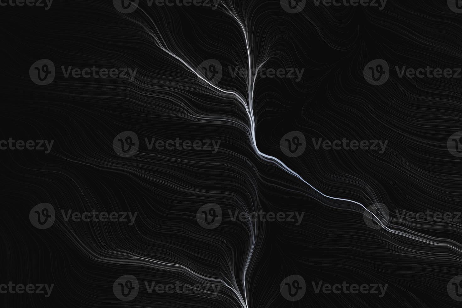 abstrakta vita partiklar flödar på svart bakgrund. futuristiska elektro linjer textur 3d rendering visualisering foto