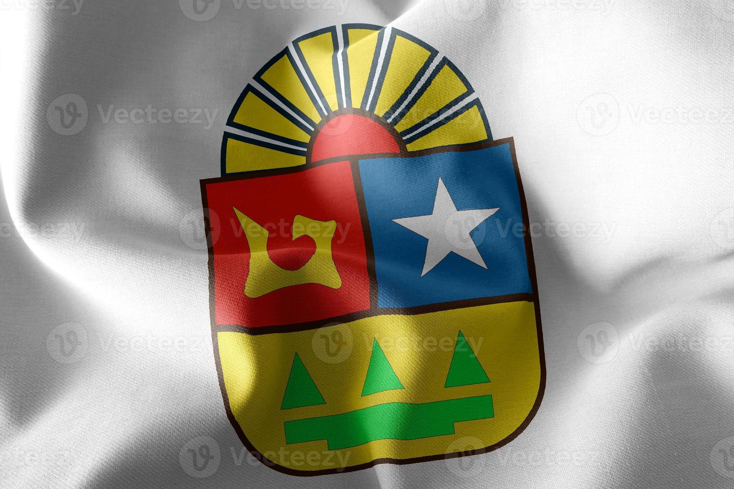 3D illustration flagga av quintana roo är en region i Mexiko foto