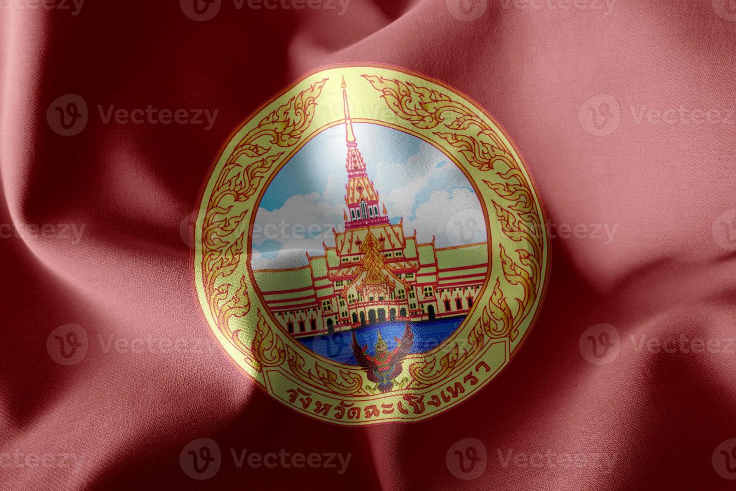 3D illustration flagga chachoengsao är en provins i Thailand. foto