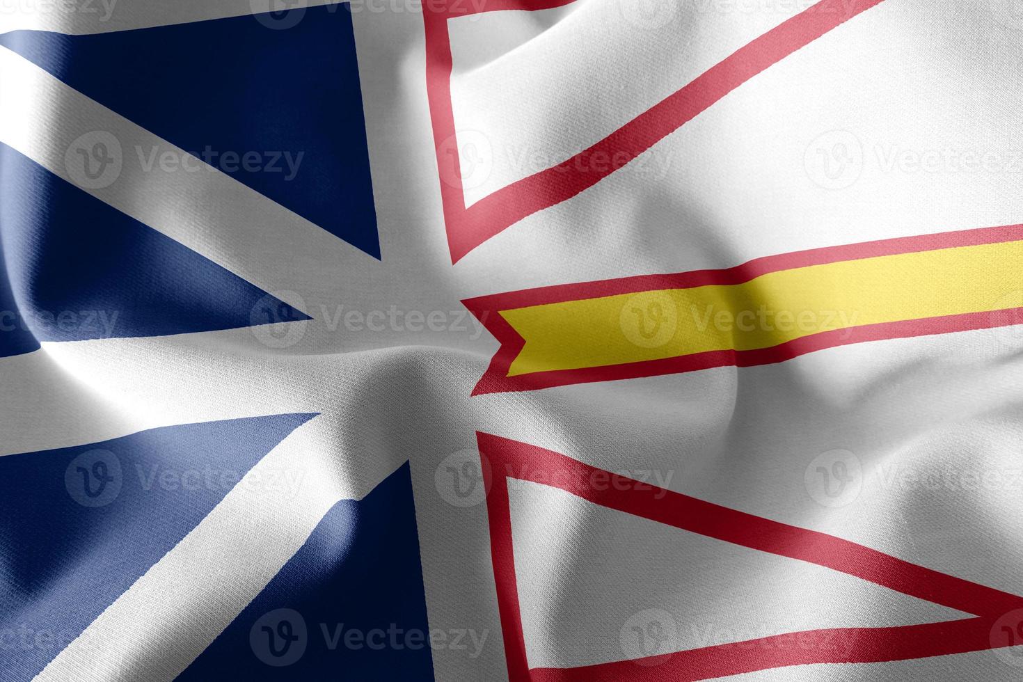 3D illustration flagga Newfoundland och labrador är en region av foto