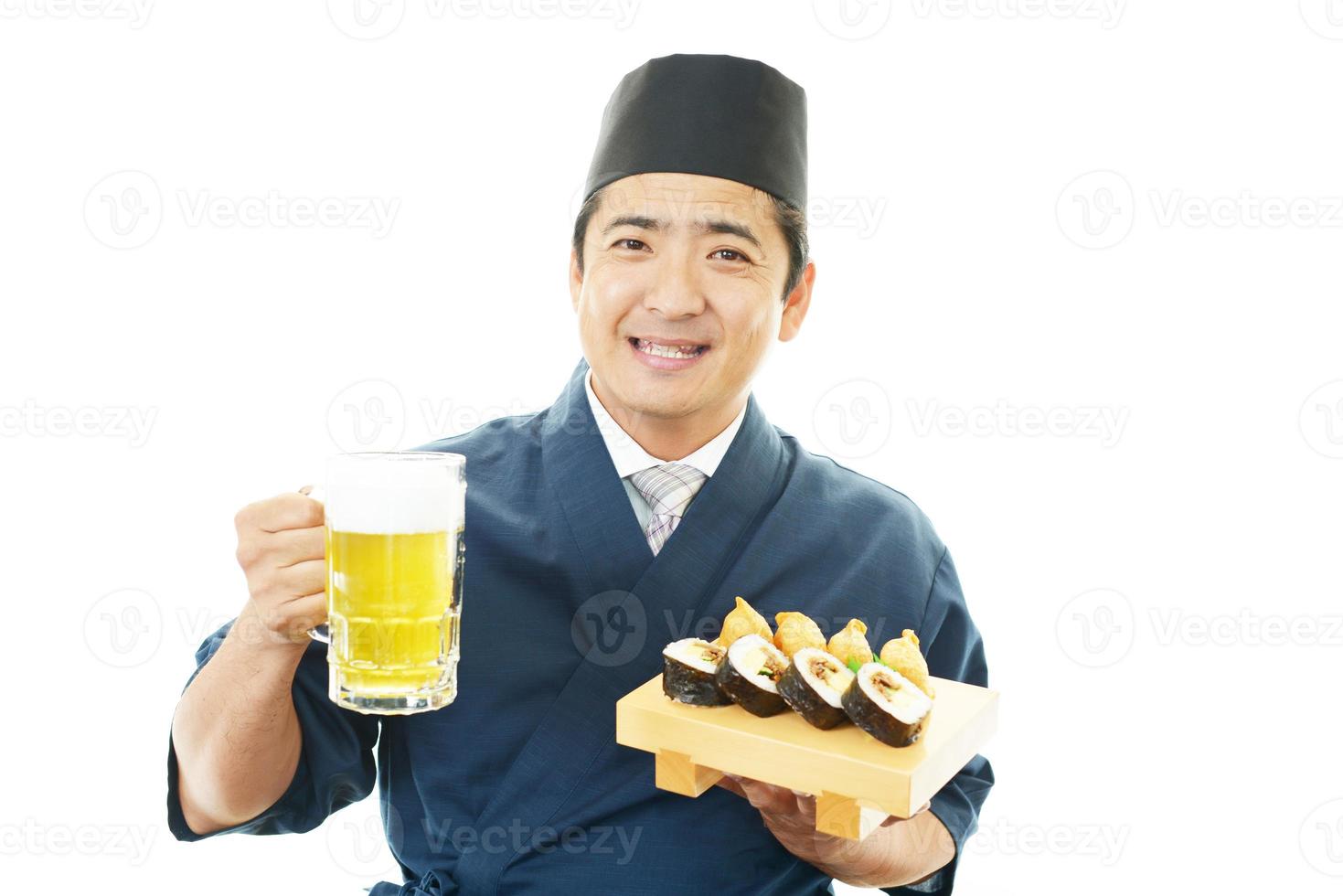arbetande japansk servitör foto