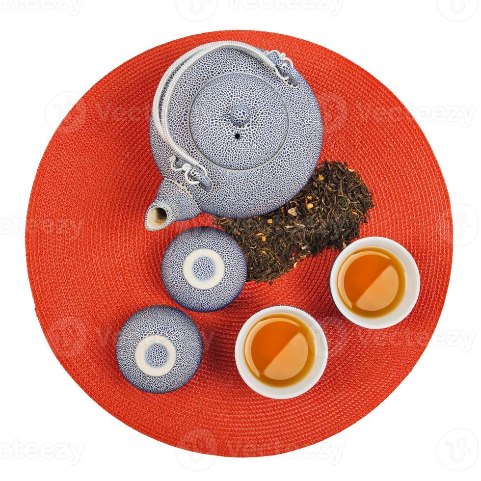 uppsättning av hälsosamt orientaliskt te foto