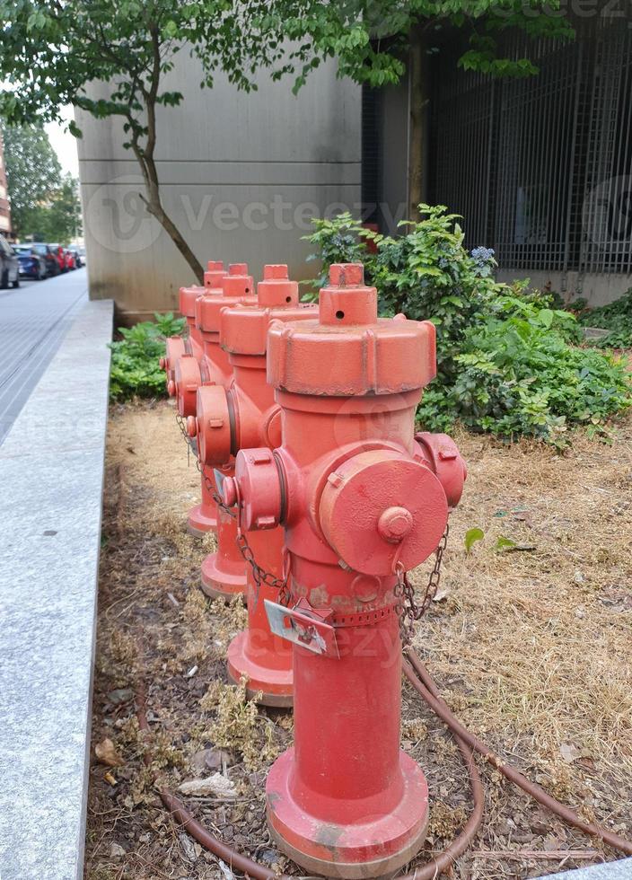 röda brandposter foto