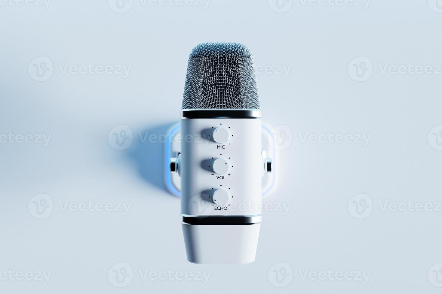 retro mikrofon med bakgrund och kopia utrymme på vit bakgrund foto